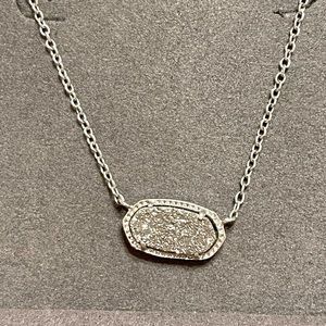 EUC Kendra Scott Elisa Silver Pendant Necklace in Platinum Drusy